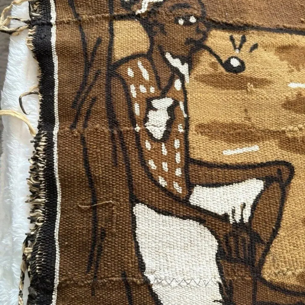 Mud Cloth Handmade Tapestry Textile Basenji Mali African Painting 45